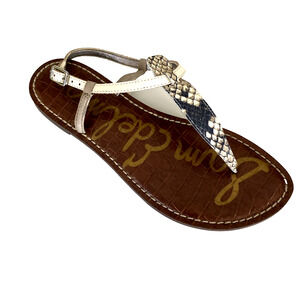 NWOB Sam Edelman Gigi Sandal Leather Animal Print Snake White Gray Ankle Strap 7